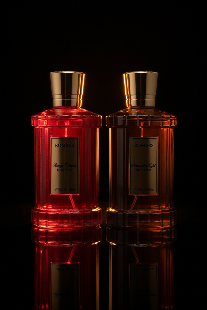 Romass Rouge Essence and Nomadic Night 2ml fragrance bundle